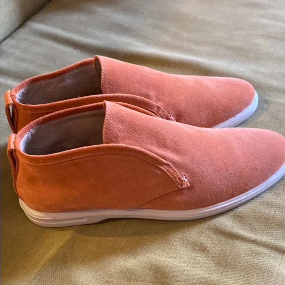 Vibrant Orange Suede Ankle Sneakers